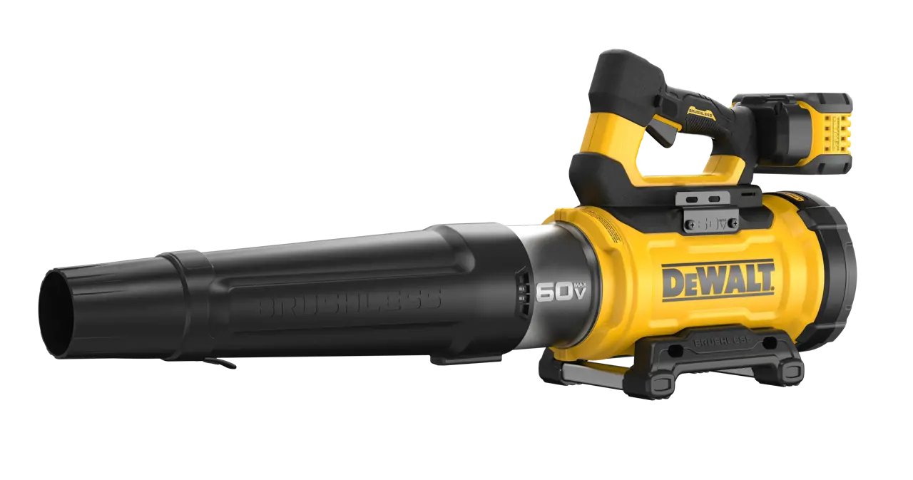DEWALT DCBL777Y1 60V MAX handheld blower assembly on a transparent background.