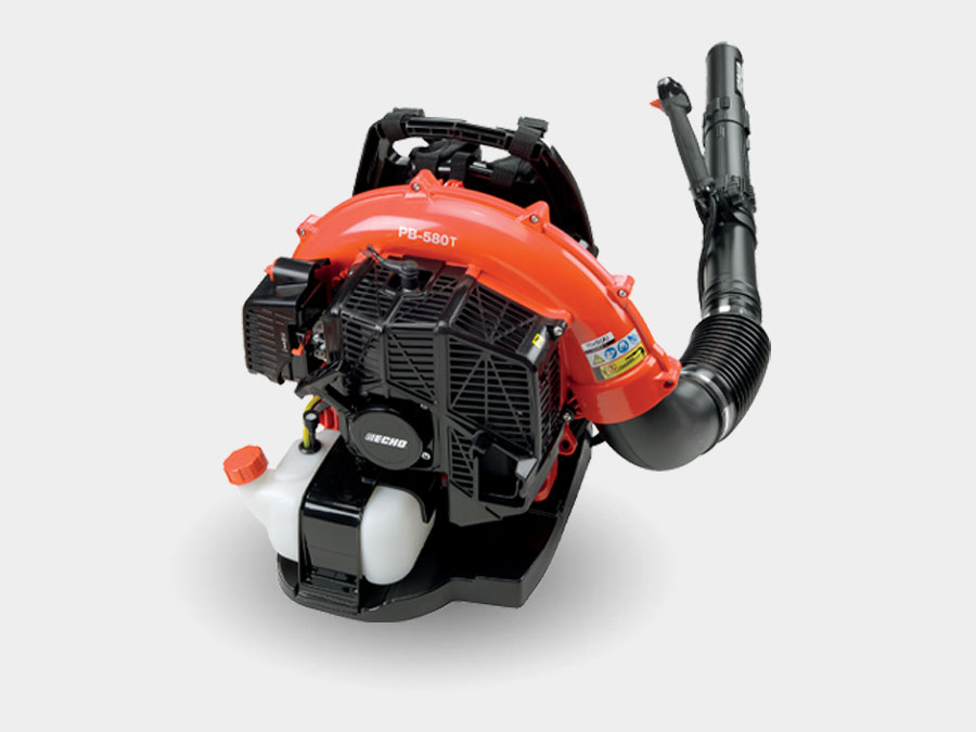 Official ECHO PB-580T backpack gas blower shown with its tube-mounted trigger; fuel not shown.