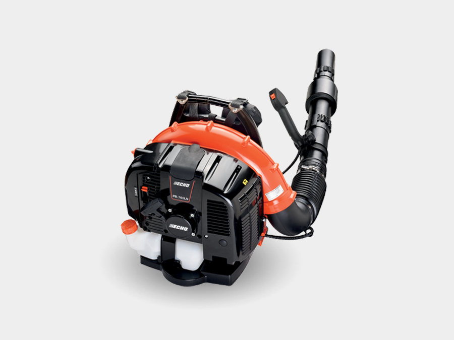 ECHO PB-760LNT orange-and-black gasoline backpack leaf blower with the manufacturer's tube-mounted throttle layout.