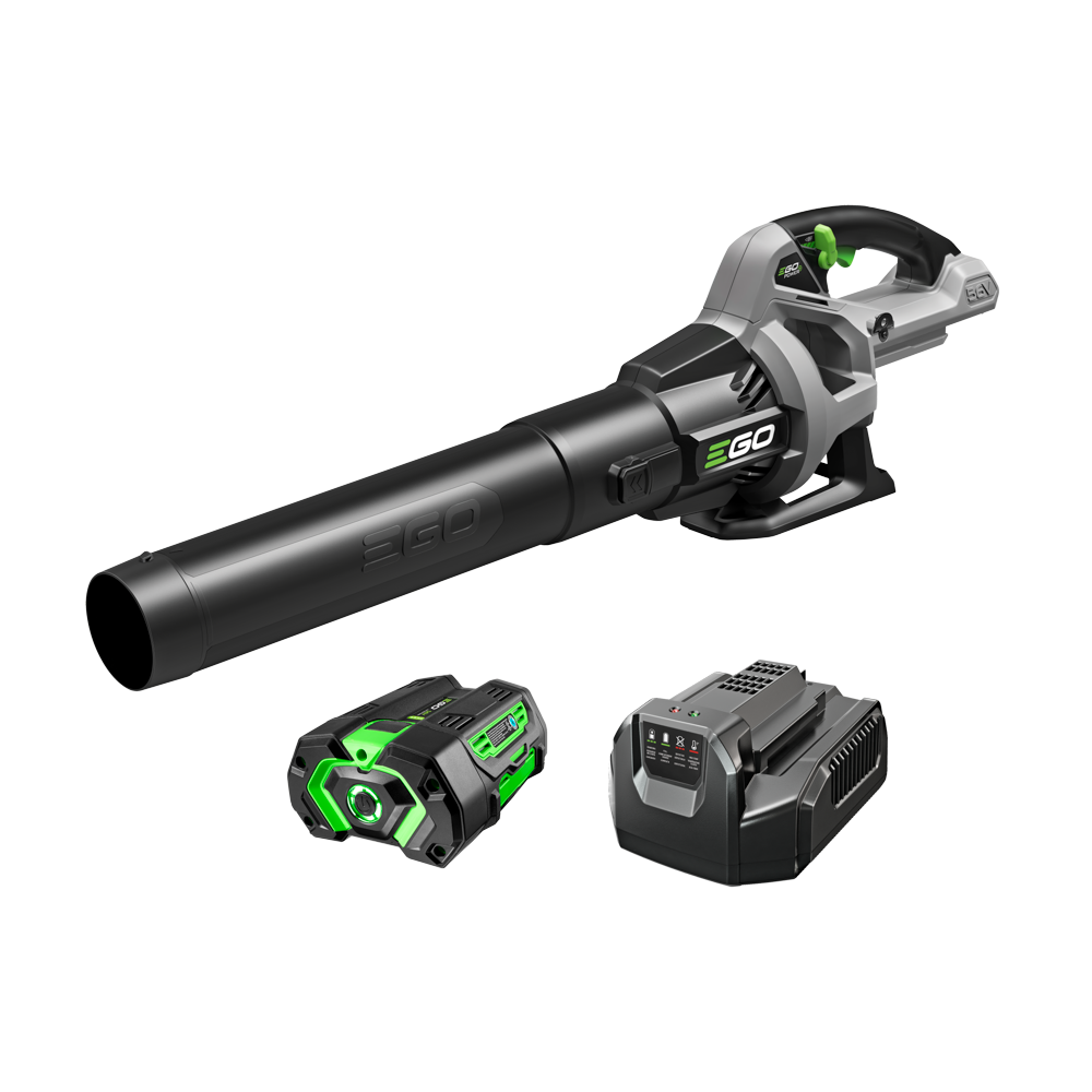 EGO LB5754 575 CFM blower kit image showing the blower, battery and charger; EGO marks this kit discontinued.