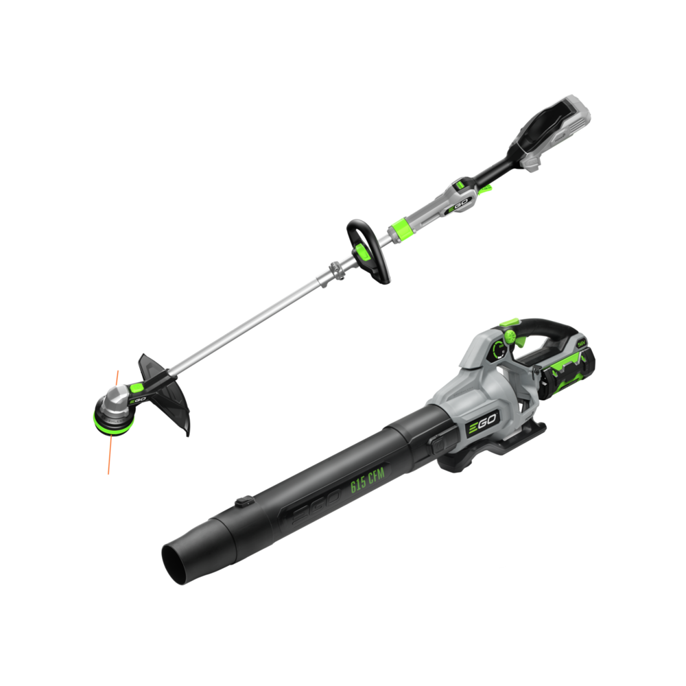 EGO manufacturer render showing the ST6151LB string trimmer and 615 CFM handheld blower; package battery and charger are not separately pictured.