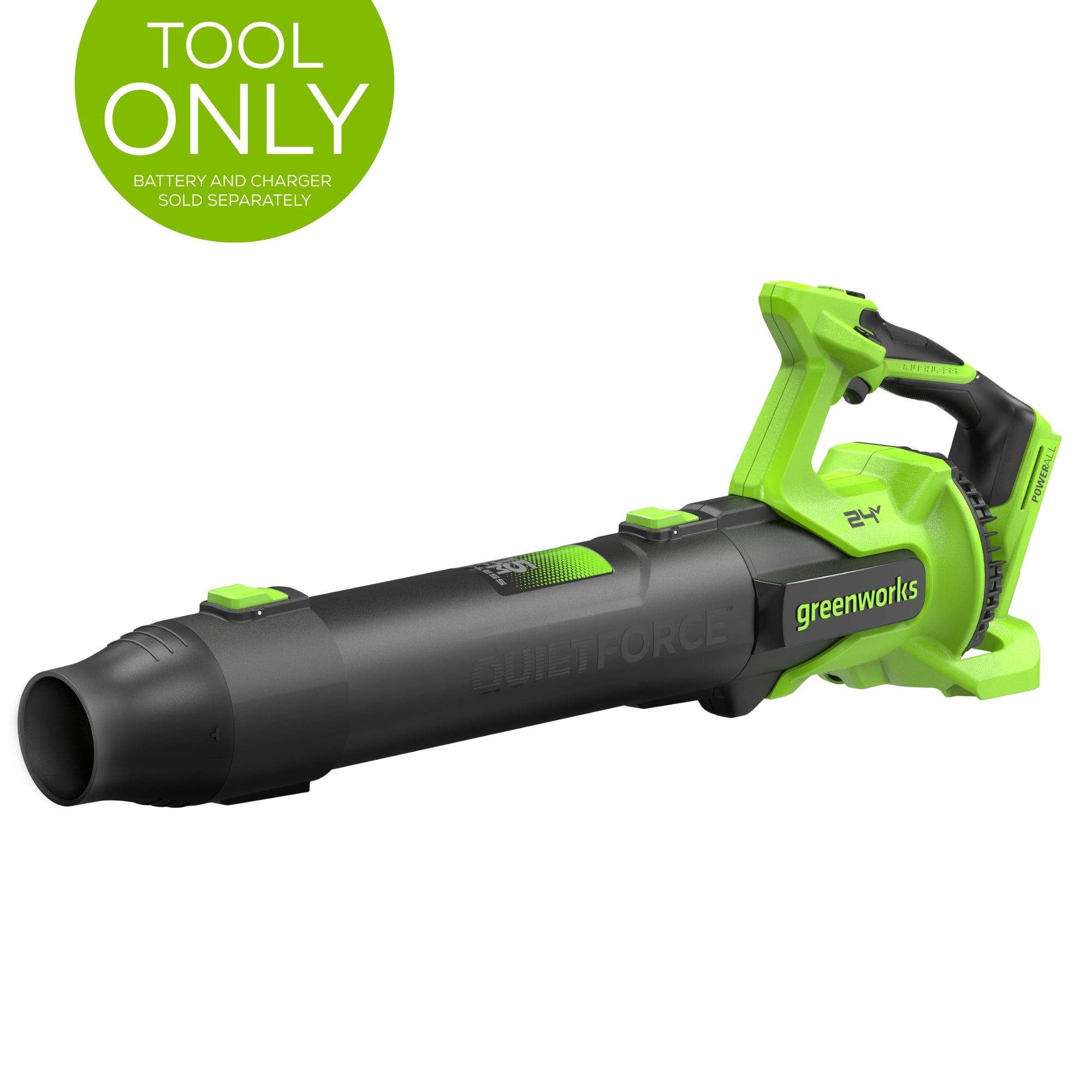 Greenworks 24V 515 CFM handheld blower body for SKU BL1512HA1; no battery or charger is shown.
