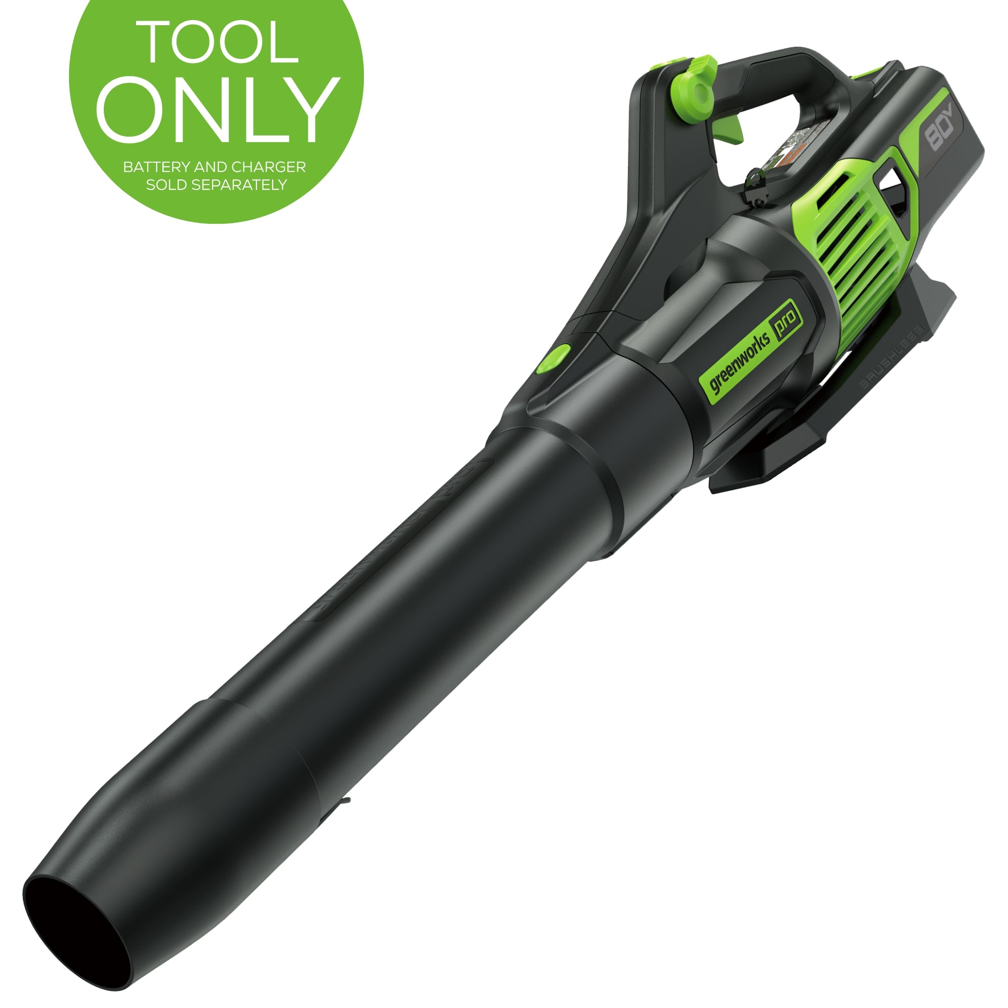 Greenworks BL80L02 80V handheld blower tool-only configuration, manufacturer reference image.