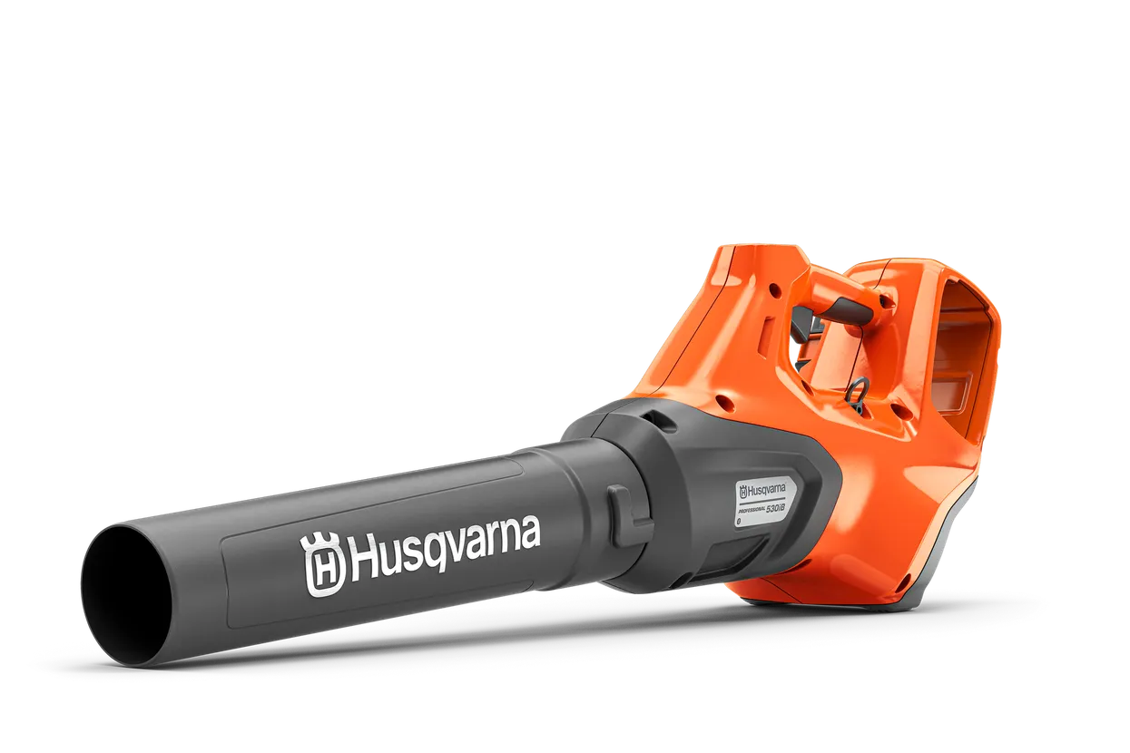 Husqvarna 530iB handheld blower with round tube; battery and charger not shown.