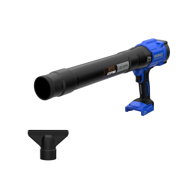 Imagen de la ficha de Lowe’s del cuerpo del soplador de mano Kobalt KHB2524-06 24V con boquilla ancha; en este paquete solo herramienta no se muestra batería ni cargador.