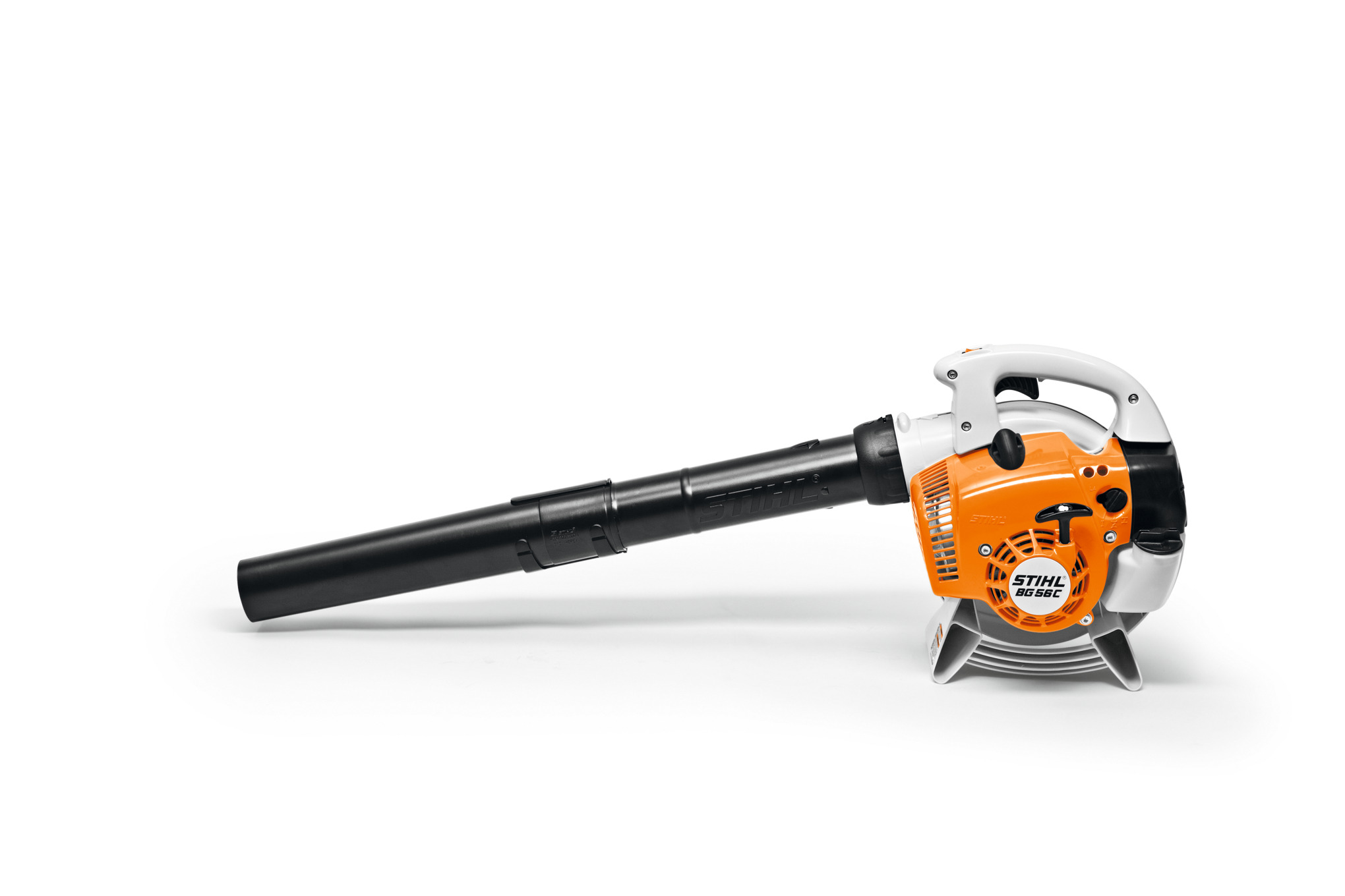 STIHL BG 56 C-E gasoline handheld blower with its round-nozzle tube and Easy2Start starter housing.