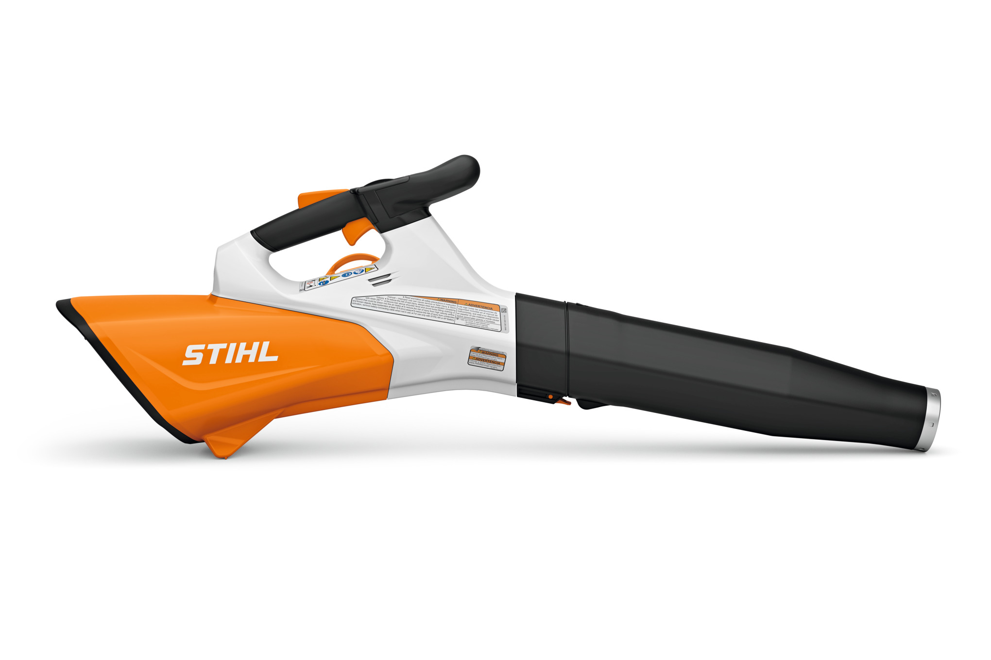 Cuerpo y tubo del soplador naranja/blanco STIHL BGA 200 Unit Only; no se muestran el sistema de batería externa ni los accesorios.
