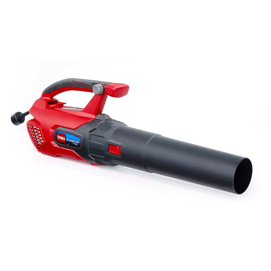 Toro PowerJet F700 model 51624 corded leaf blower shown with its blower tube.